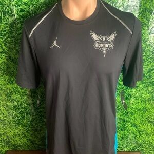 NBA Charlotte Hornets Basketball Short Sleeve Shirt Jordan Brand Black Medium